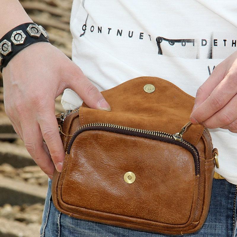Men leather waist fanny pack belt bag pouch travel sport hip bum bag purse  biker | eBay