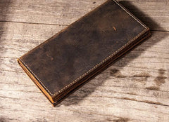 Leather Long Wallets for men Bifold Vintage Men Long Wallet