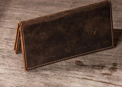 Leather Long Wallets for men Bifold Vintage Men Long Wallet