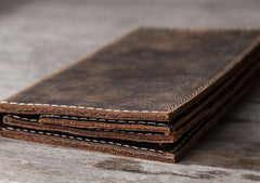 Leather Long Wallets for men Bifold Vintage Men Long Wallet