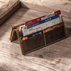 Leather Long Wallets for men Bifold Vintage Men Long Wallet