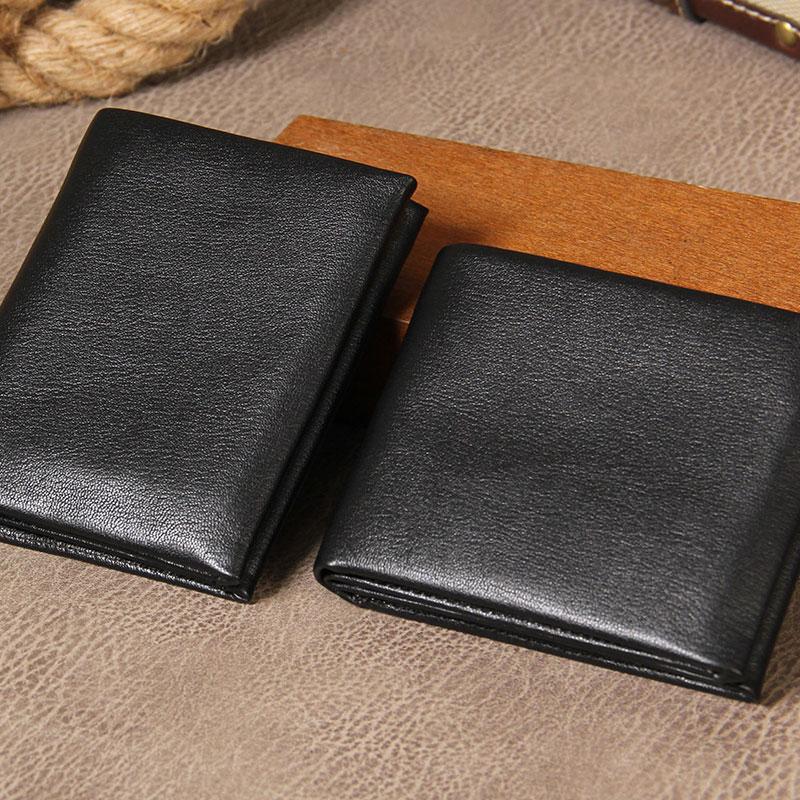Leather Mens Black Small Leather Wallet Men Small Wallets Bifold for M