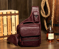 Leather Mens Cool Sling Bag Crossbody Bag Chest Bag for men