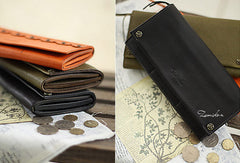 Handmade vintage womens leather long wallets Long bifold wallet for women - EverHandmade