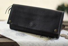 Handmade vintage womens leather long wallets Long bifold wallet for women - EverHandmade