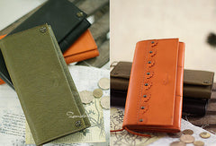 Handmade vintage womens leather long wallets Long bifold wallet for women - EverHandmade