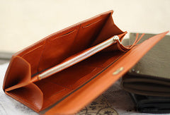 Handmade vintage womens leather long wallets Long bifold wallet for women - EverHandmade