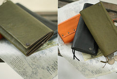 Handmade vintage womens leather long wallets Long bifold wallet for women - EverHandmade