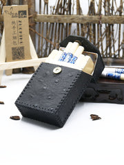 Cool Cigarette Holder Handmade Leather Mens Black Cigarette Holder Cases for Men