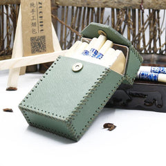 Cool Cigarette Holder Handmade Leather Mens Green Cigarette Holder Cases for Men