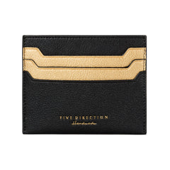 Minimalist Women Black&Gold Vegan Leather Card Holders CONTRAST COLOR Small Card Wallet Slim Card Holder Credit Card Holder For Women