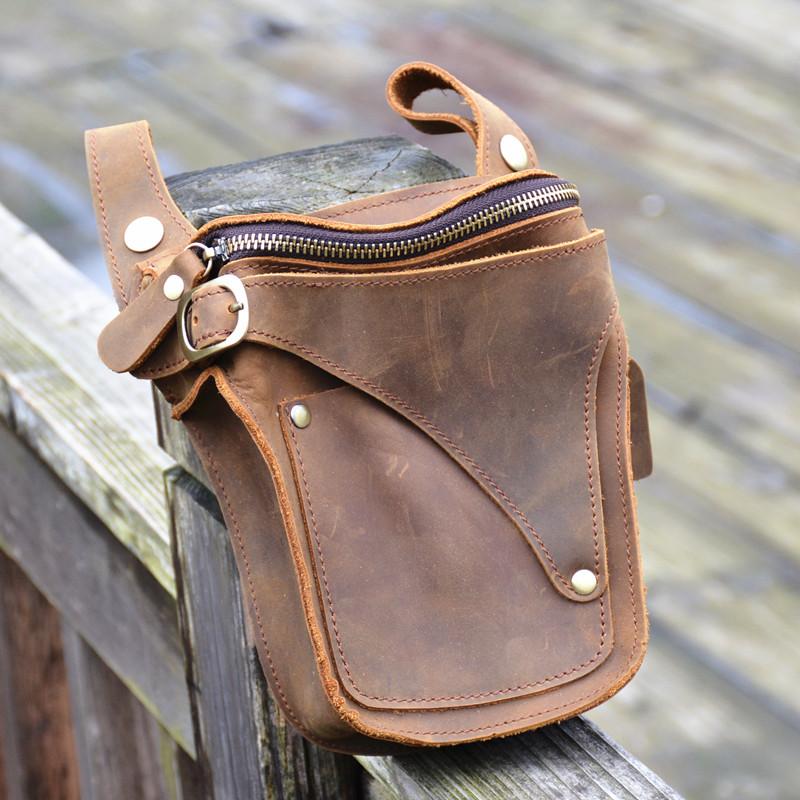 Retro Motorcycle Leather Belt Bag - Real Man Leather