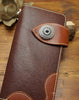 Handmade biker wallet leather with chain brown red brown Long wallet purse for men - EverHandmade