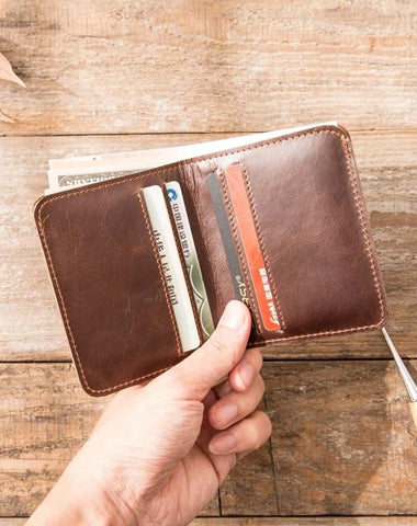 Cool Leather Mens Small Wallets Bifold billfold Wallet Slim Front Pocket Wallet for Men