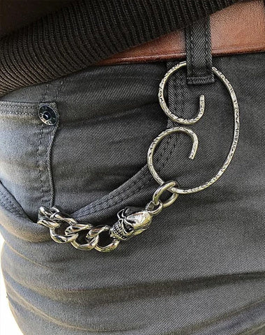 Cool Men's Stainless Steel Skull Key Chain Pants Chains Biker Wallet Chain For Men