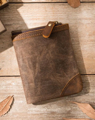 Cool Canvas Mens Small Wallets Bifold Vintage billfold Wallet for Men