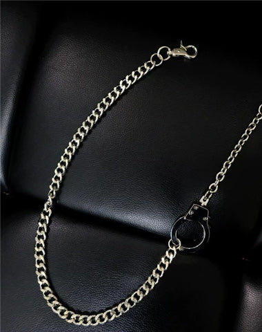 Badass Silver Mens Pants Chain Cool Hand-Cuffs Wallet Chain For Men