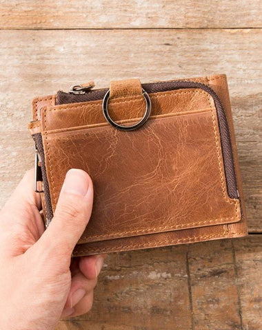 Cool Leather Mens Trifold Slim Front Pocket Wallets billfold Small Wallet for Men