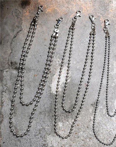 Cool Silver Mens Womens Beaded Pants Chain Long Double Wallet Chain For Men