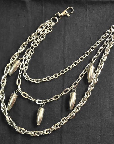 Badass Men's Silver Bullet Triple Pants Chain Punk Biker Wallet Chain For Men