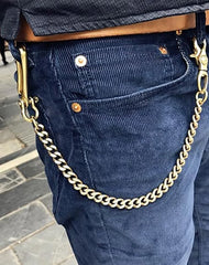 Cool Men's 18‘â€?Gold Brass Biker jeans chain jean chain Pants Chains Biker Wallet Chain For Men