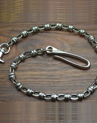 Cool Men's Handmade Stainless Steel Silver Biker Wallet Chain Pants Chain For Men