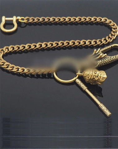 Cool Brass Chain Sun Wukong 18‘’ Key Chain Wallet Chain Pants Chain For Men