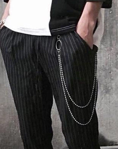 Fashion Men's Womens Double Bead Stainless Steel Pants Chains Biker Wallet Chain For Men