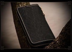 Handmade Leather Tibetan Mens Biker Chain Wallets Cool Leather Wallet Long Chain Wallets for Men