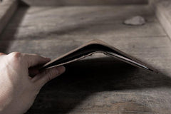 Handmade Leather Mens Cool Slim Leather Wallet Men Small billfold Wallets Bifold for Men