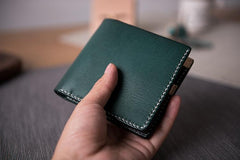 Cool Leather Mens Slim Small Wallet billfold Wallets Bifold for Men