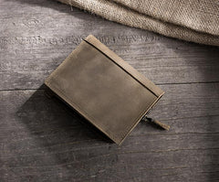 Handmade Leather Mens Cool Slim Leather Wallet Men Small billfold Wallets Bifold for Men