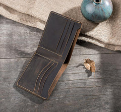 Handmade Leather Mens Cool Slim Leather Wallet Men Small billfold Wallets Bifold for Men