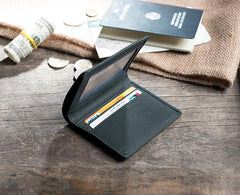 Handmade Leather Mens Cool Slim Leather Wallet Men Small billfold Wallets Bifold for Men