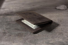 Handmade Leather Mens Cool Slim Leather Wallet Men Small billfold Wallets Bifold for Men