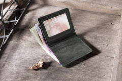 Handmade Leather Mens Cool Slim Leather Wallet Men Small billfold Wallets Bifold for Men