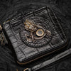 Handmade Leather Chinese Dragon Tooled Mens billfold Wallet Cool Chain Wallet Biker Wallet for Men