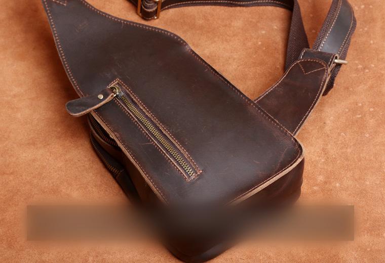 Genuine Leather Mens Cool Chest Bag Sling Bag Crossbody Bag Travel Bag