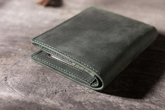 Handmade Leather Mens Cool Slim Leather Wallet Men Small billfold Wallets Bifold for Men