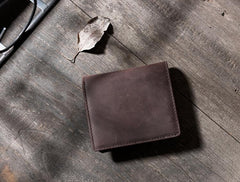 Handmade Leather Mens Cool Slim Leather Wallet Men Small billfold Wallets Bifold for Men