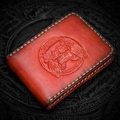 Handmade Leather License Wallet Tooled Mens billfold Wallet Cool Leather Wallet Slim Wallet for Men