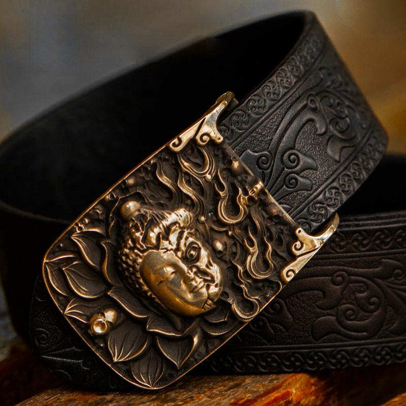 Men's black leather belt