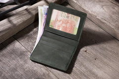 Handmade Leather Mens Cool Slim Leather Wallet Men Small billfold Wallets Bifold for Men