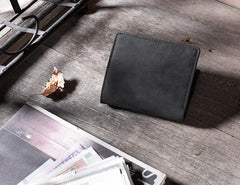 Handmade Leather Mens Cool Slim Leather Wallet Men Small billfold Wallets Bifold for Men