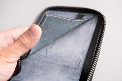 Handmade leather Mens Small biker wallet zipper billfold Chain Wallets for Men