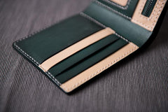 Cool Leather Mens Slim Small Wallet billfold Wallets Bifold for Men