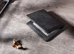 Handmade Leather Mens Cool Slim Leather Wallet Men Small billfold Wallets Bifold for Men