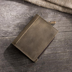 Handmade Leather Mens Cool Slim Leather Wallet Men Small billfold Wallets Bifold for Men