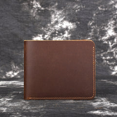 Handmade Genuine Leather Brown Mens Wallet Cool billfold Slim Bifold Wallet for Mens