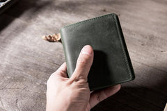 Handmade Leather Mens Cool Slim Leather Wallet Men Small billfold Wallets Bifold for Men